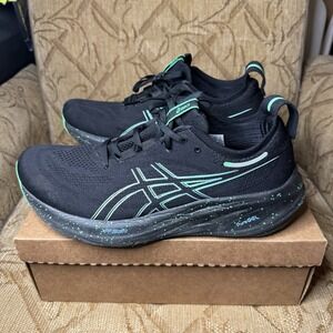 ASICS Gel Nimbus 26 Black Soothing Sea Running Shoes Men's Size 12